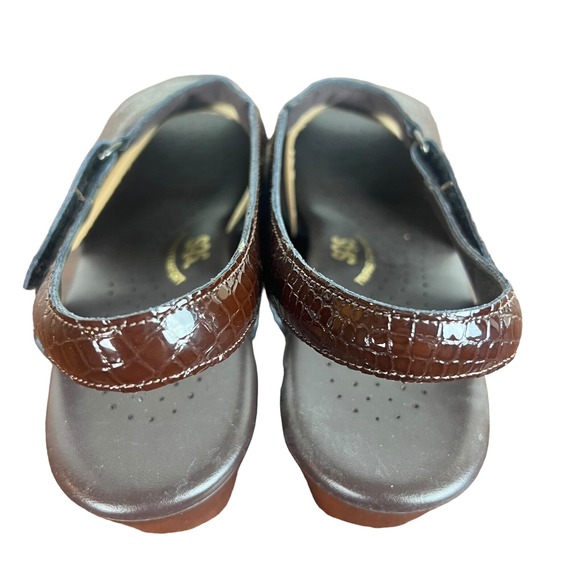 SAS Suntimer Sandals Women's 8 Narrow Brown Patent Leather Croc Block Heels - Picture 7 of 16